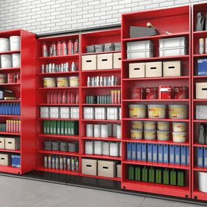 Système de rangement mobile latéral pour pièces industriels - lateral mobile shelving