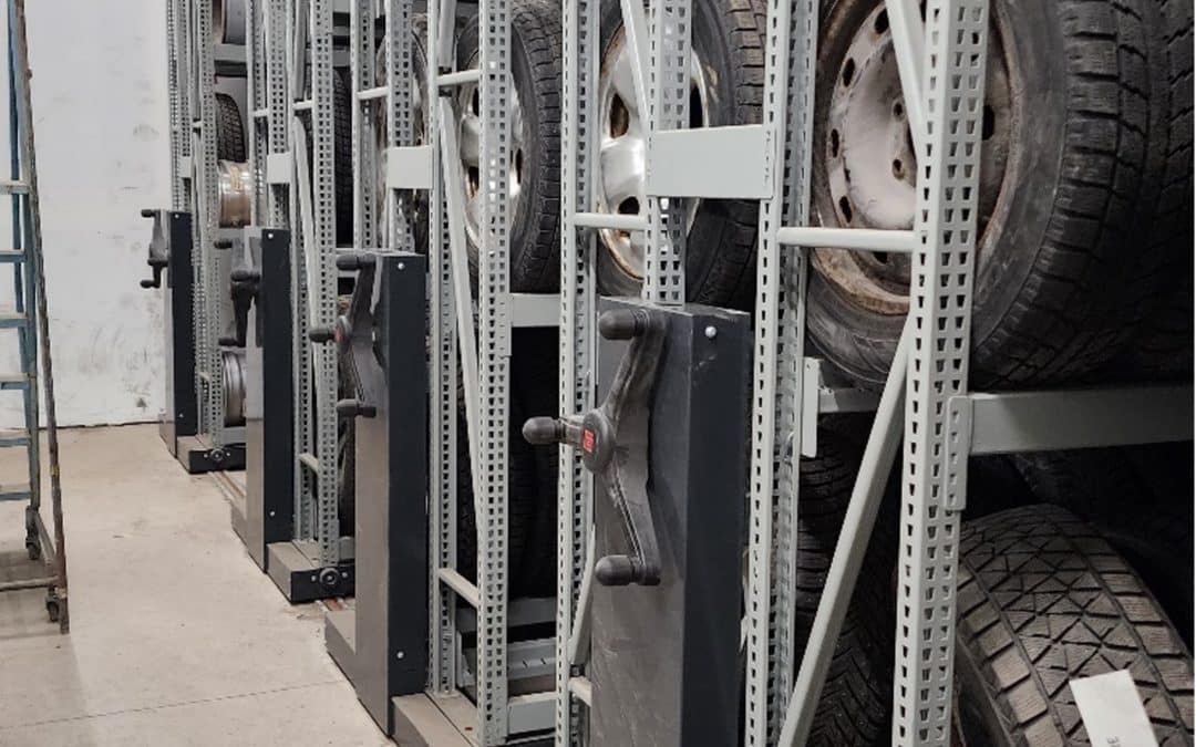 Stockage des pneus chez N.V. Cloutier Inc. de Sherbrooke