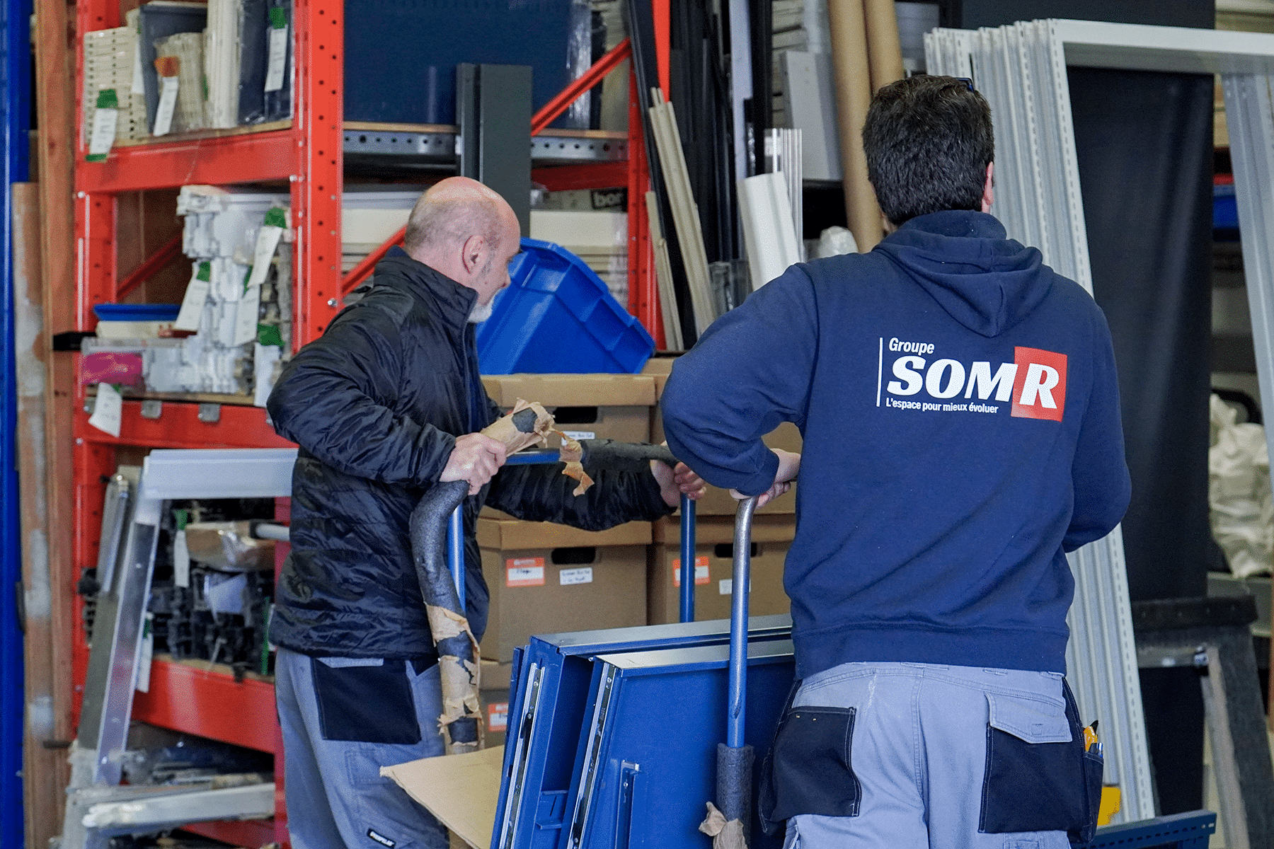 Installation professionnelle de systèmes de rangement haute densité - Rayonnage (deux installateur / déménageurs)